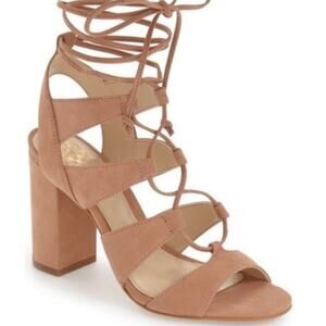 Vince Camuto winola nude lace up block heels size 7.5